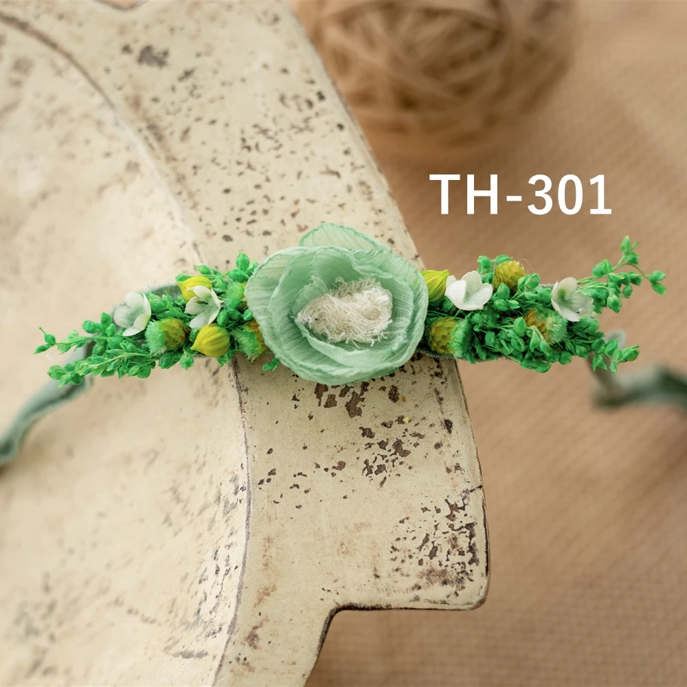 Baby Girl Flower Headbands Newborn Photography Props Dried Flowers Newborn Hairband Princess Tieback Baby Girl Hair Accessories