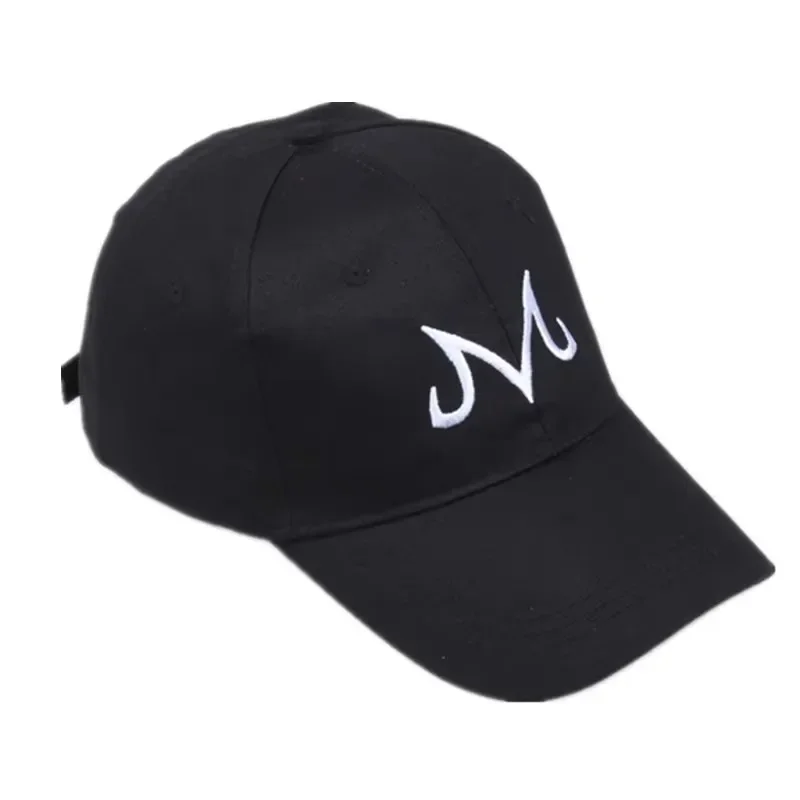 Hip Hop Letter M Logo Hats Majin Buu Fashion Baseball Cap Anime Cosplay Vegeta Sunshade Embroidered Adjustable Hat Outdoor