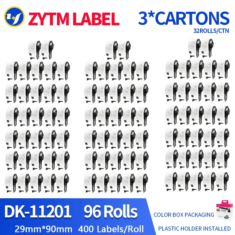 100Rolls Brother Compatible DK-11201 Labels  29X90mm With Plastic Holder