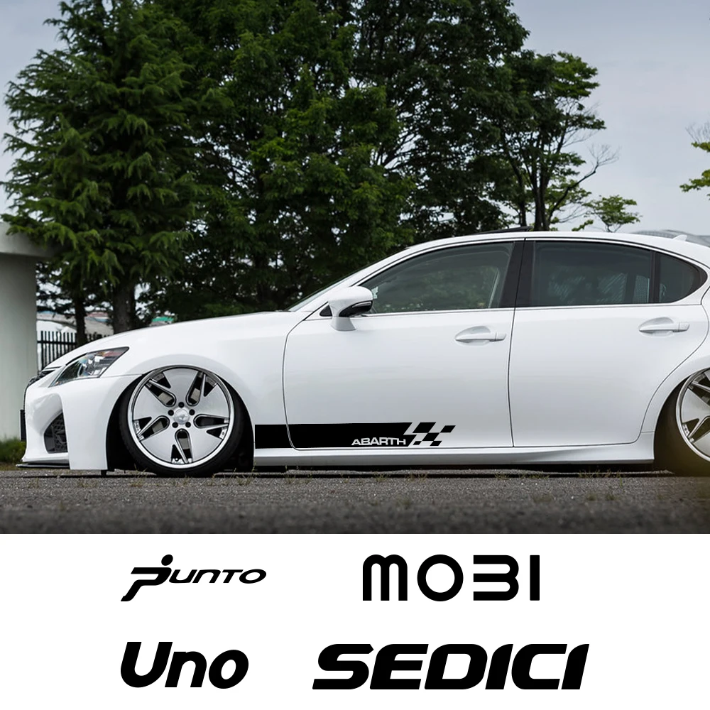 2PCS Car Door Side Stickers Decal PVC Films For Fiat 124SPIDER ABARTH ALBEA CRONOS DOBLO DUCATO MOBI SEDICI STILO TIPO TORO UNO