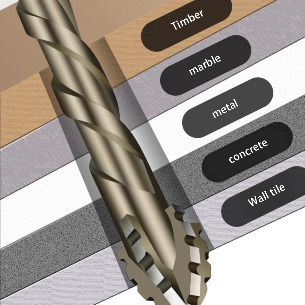 Juego de brocas excéntricas de 3 unids/set, brocas dentadas de cuatro filos, punta biselada de alta dureza, brocas dentadas para madera de ladrillo