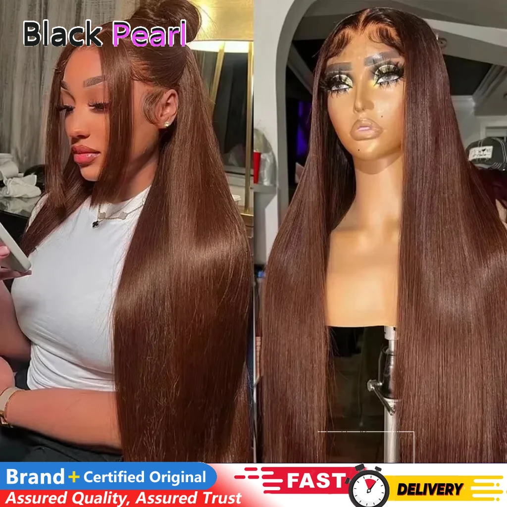 

Experience Undetectable Beauty with this 13x5 Transparent HD Lace Wig Bone Straight 100% Human Hair #33 Brown for Black Women