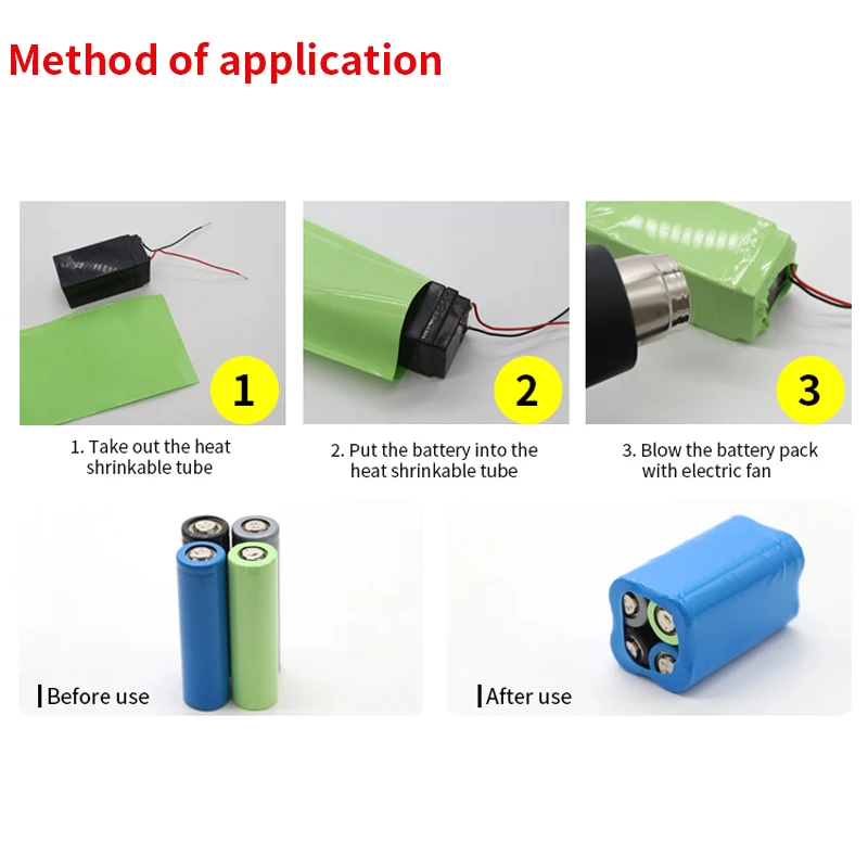 Tube thermorétractable en PVC, largeur de la batterie 25mm ~ 200mm 18650, Dia 16-127mm, Film isolé, boîtier en lithium, manchon de câble