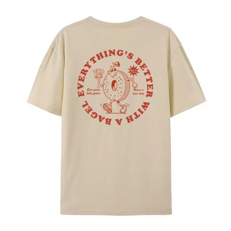 المرأة الرجعية الكرتون الظهر طباعة تي شيرت ، وللنساء ، كبير الحجم ، خمر ، لطيف ، مضحك ، عشاق الطعام ، محبي الخبز ، المحملات الرسم