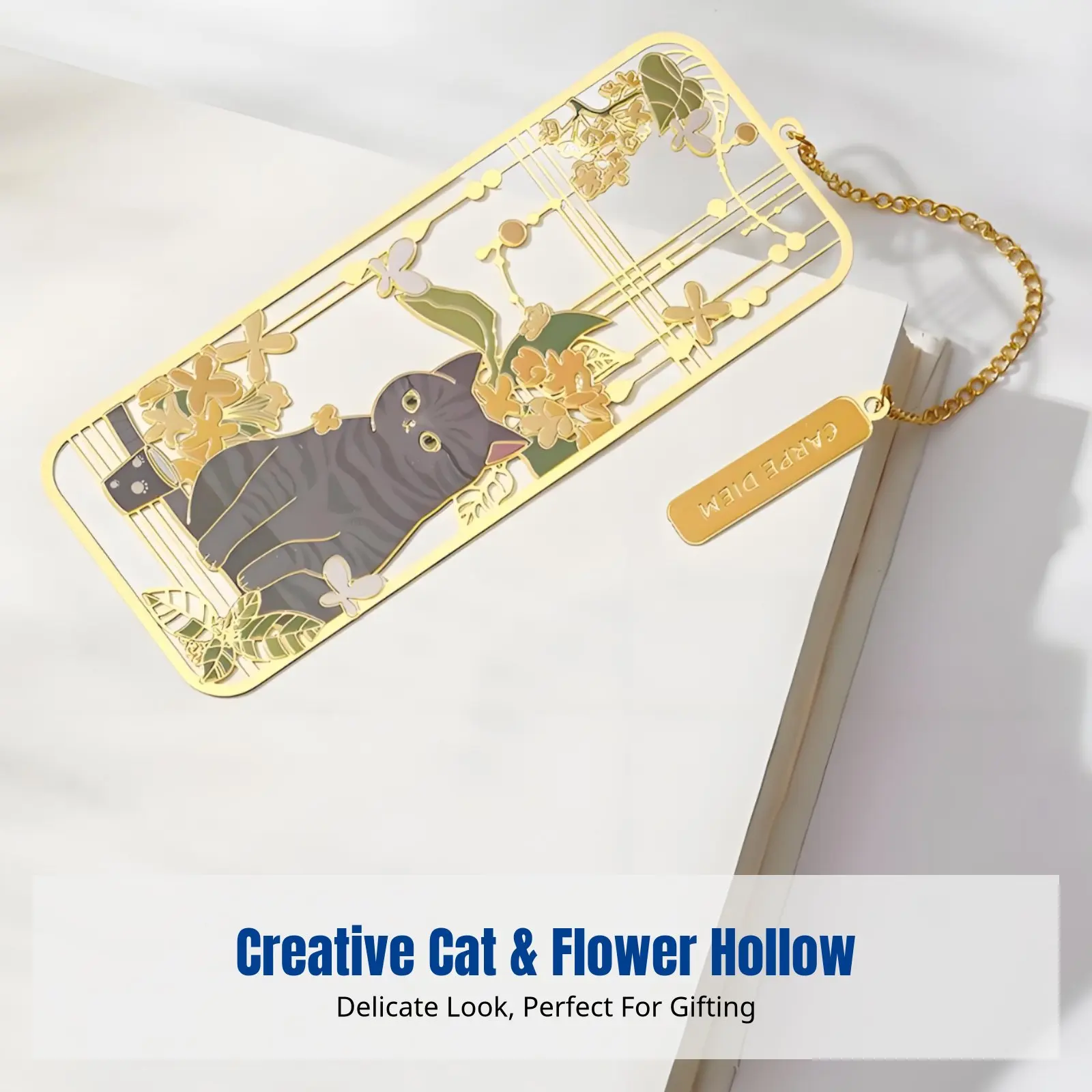 Creative Cat Metal Hollow Bookmark, Vintage Design, Cute Literary Gift, Teacher's Day, University Souvenir