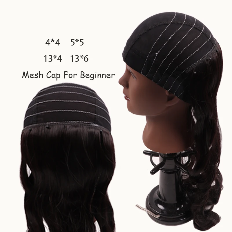 

13*4 Mesh Wig Caps For Wigs 13*6 Lace Front Wig Cap With Sew White Line Black Hairnets For Make 4X4 5X5 Closure Wig Accessories