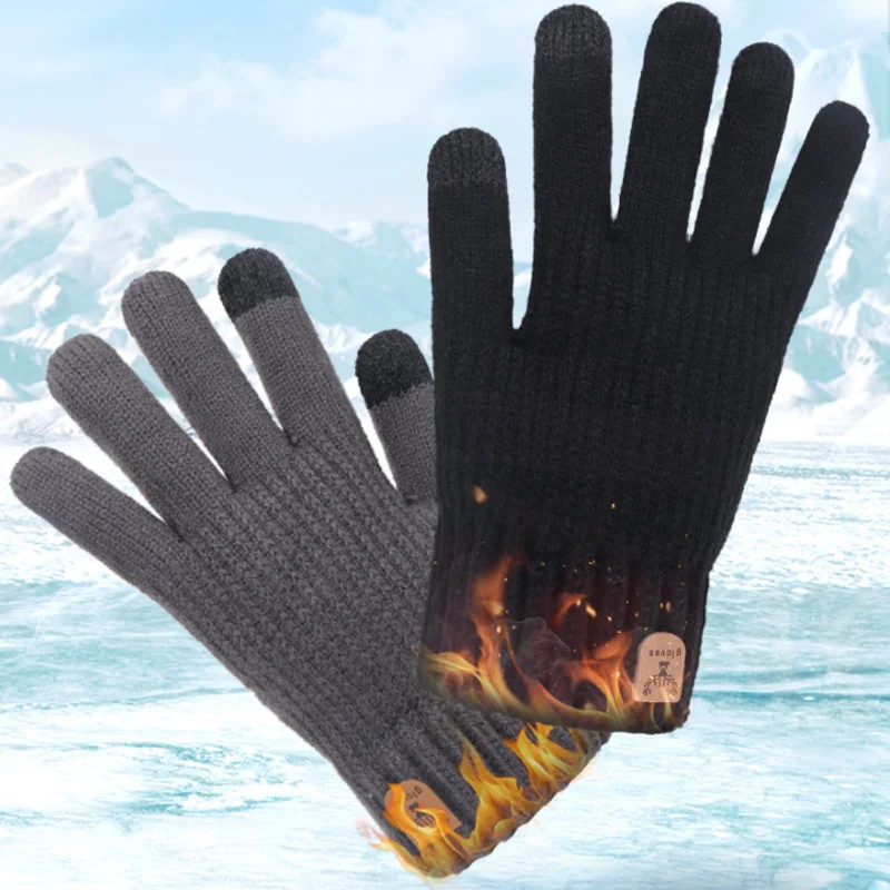 Knitted Winter Gloves Autumn Winter Warm Thick Touch Screen Womens Cashmere Skiing Outdoor Cycling Protection Glove For Gift