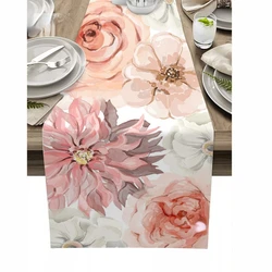 Luxury Watercolor Flowers Table Runner Wedding Decor Flower Clusters Cover Dinner Table Holiday Party Coffee Table Decoration