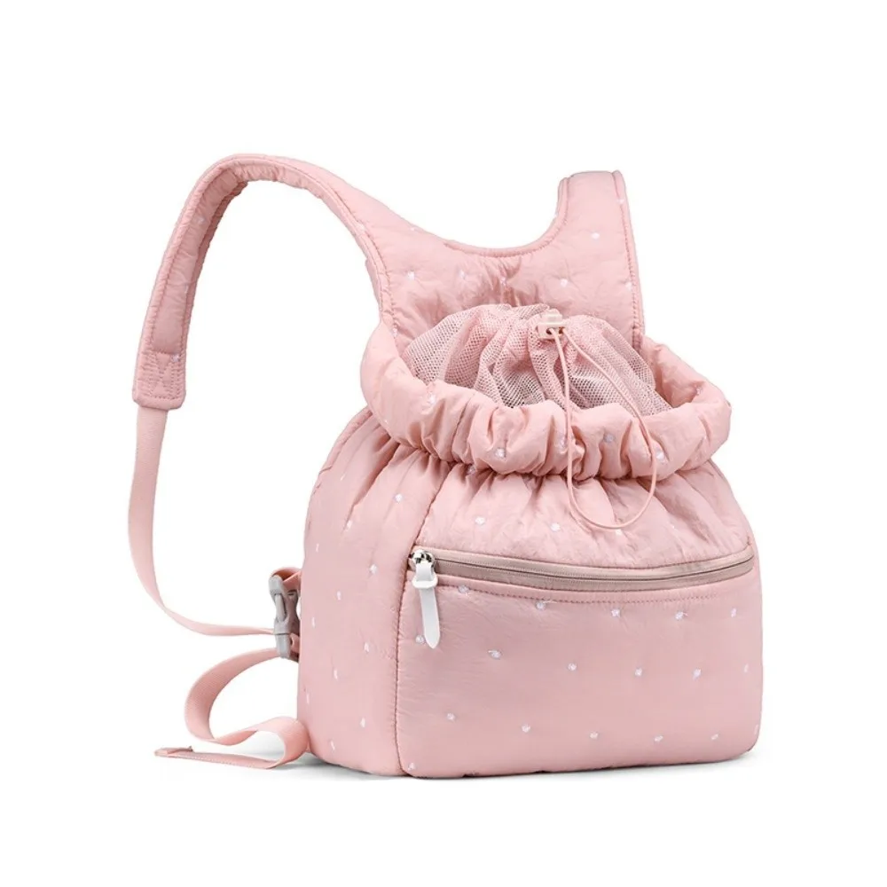 Oxford Cloth Polka Dot Pets Backpack Breathable Large Capacity Pet Cat Dog Bag Waterproof Drawstring