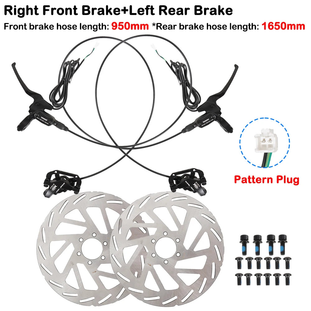 New 2 Piston Ebike Disc Brake Brake Calipers Electric Motorcycle Hydraulic Disc Brake Kit  Power-Off Hydraulic Disc Brake