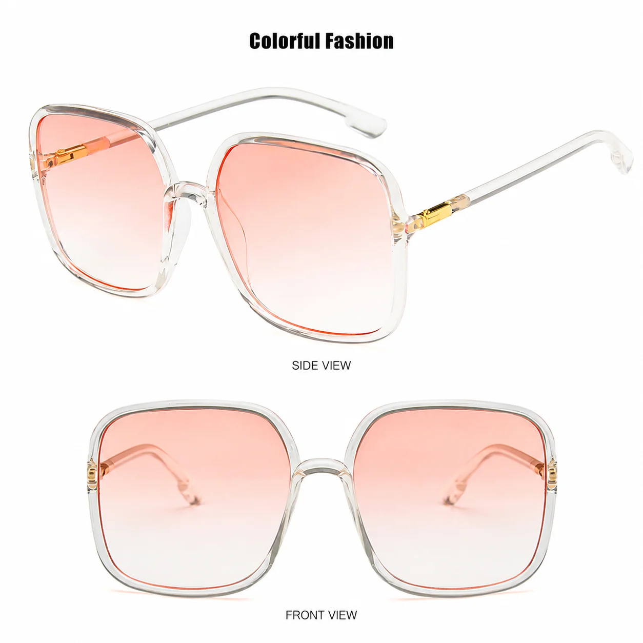 Oversized Square Frame Sunglasses Curved Prescription Lens Compatible Glasses Resin Lens Sunglasses Multiple Colors For Outdoor