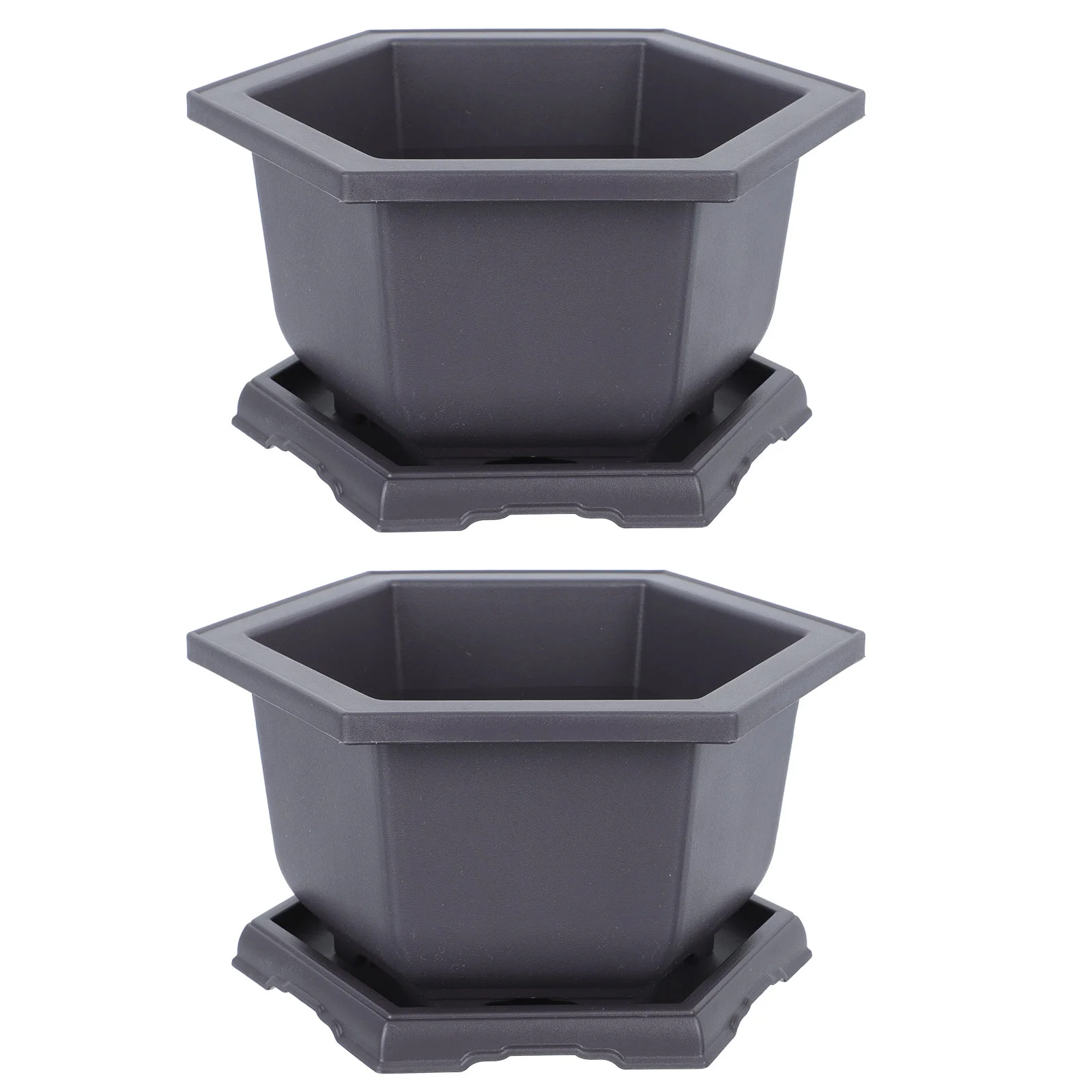 

Hexagonal Flower Pot Balcony Planting Container Veggie Tray Plastic Holder with Base Trays Pots Indoor Flowerpot