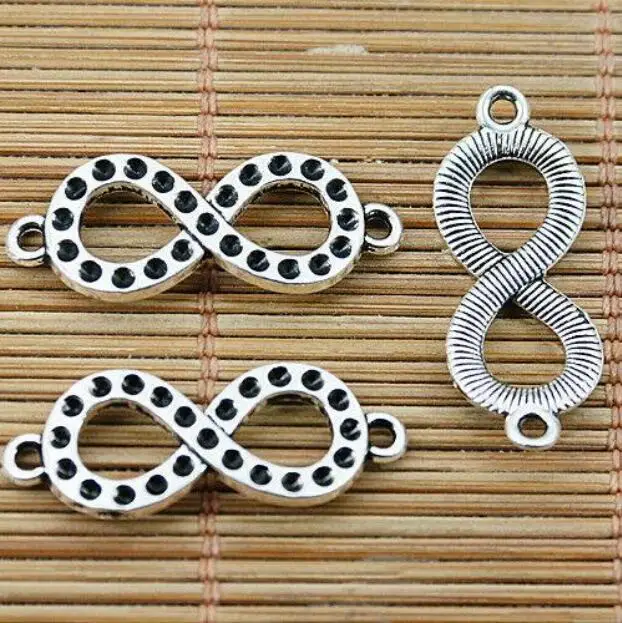 Tibetan-湾曲したシルバートーンのコネクタ,14個,28x11.2mm, 1.6mm,ef1524