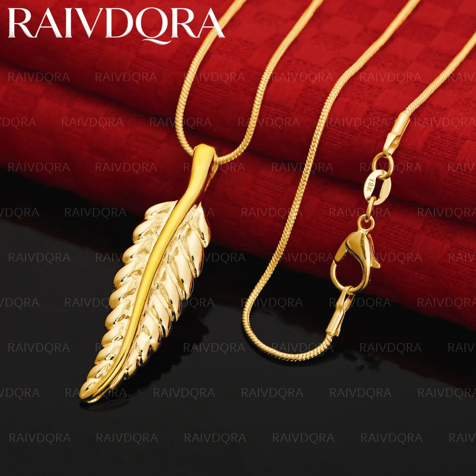 

18K Gold Plated Leaf Chain Pendant Necklace For Women and Men Fashion Jewelry Engagement Wedding Anniversary
