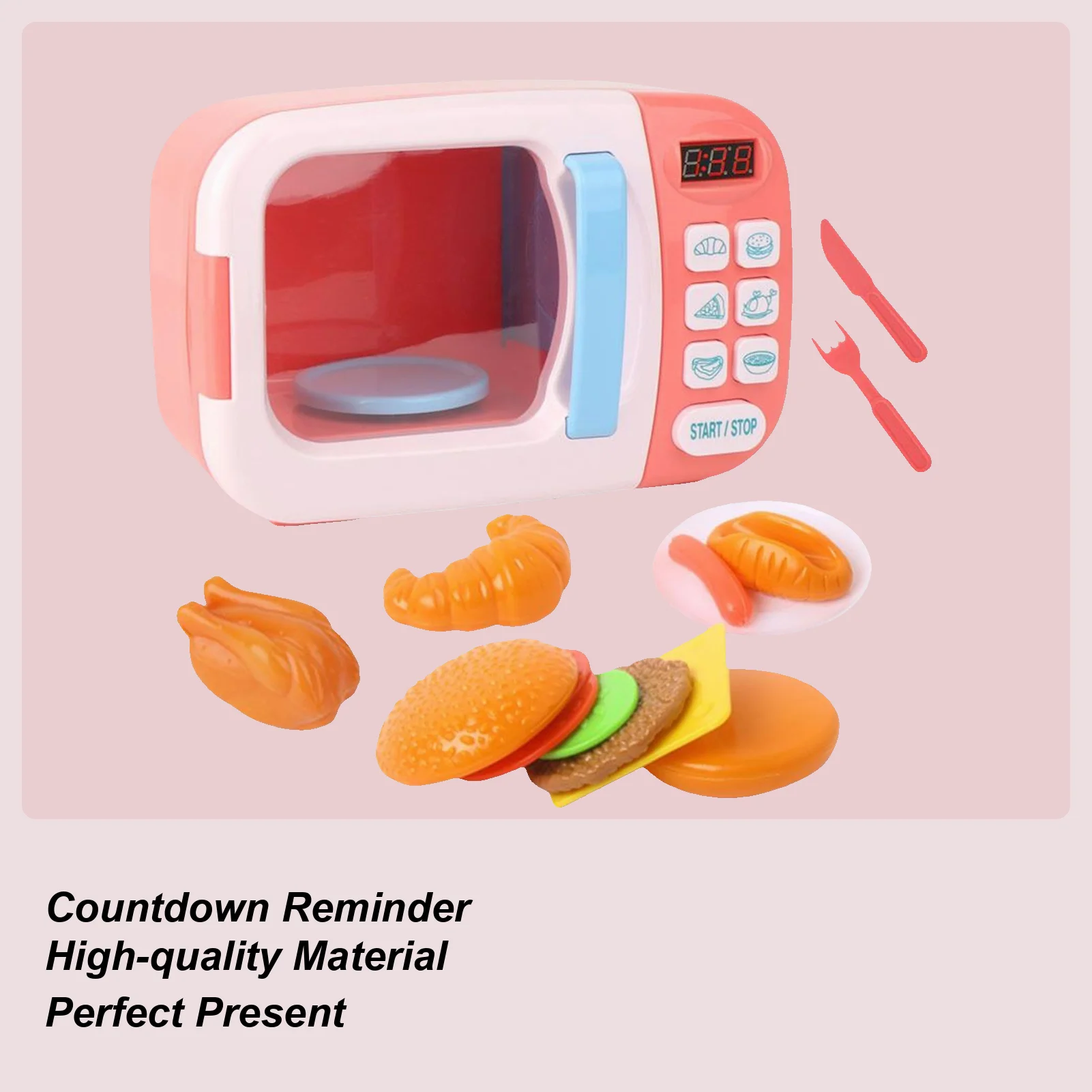 Kids Microwave Light-Up Kitchen Toy With Sound Interactive Realistic Timer Microwave For Baby Role Play Home Preschool Classroom