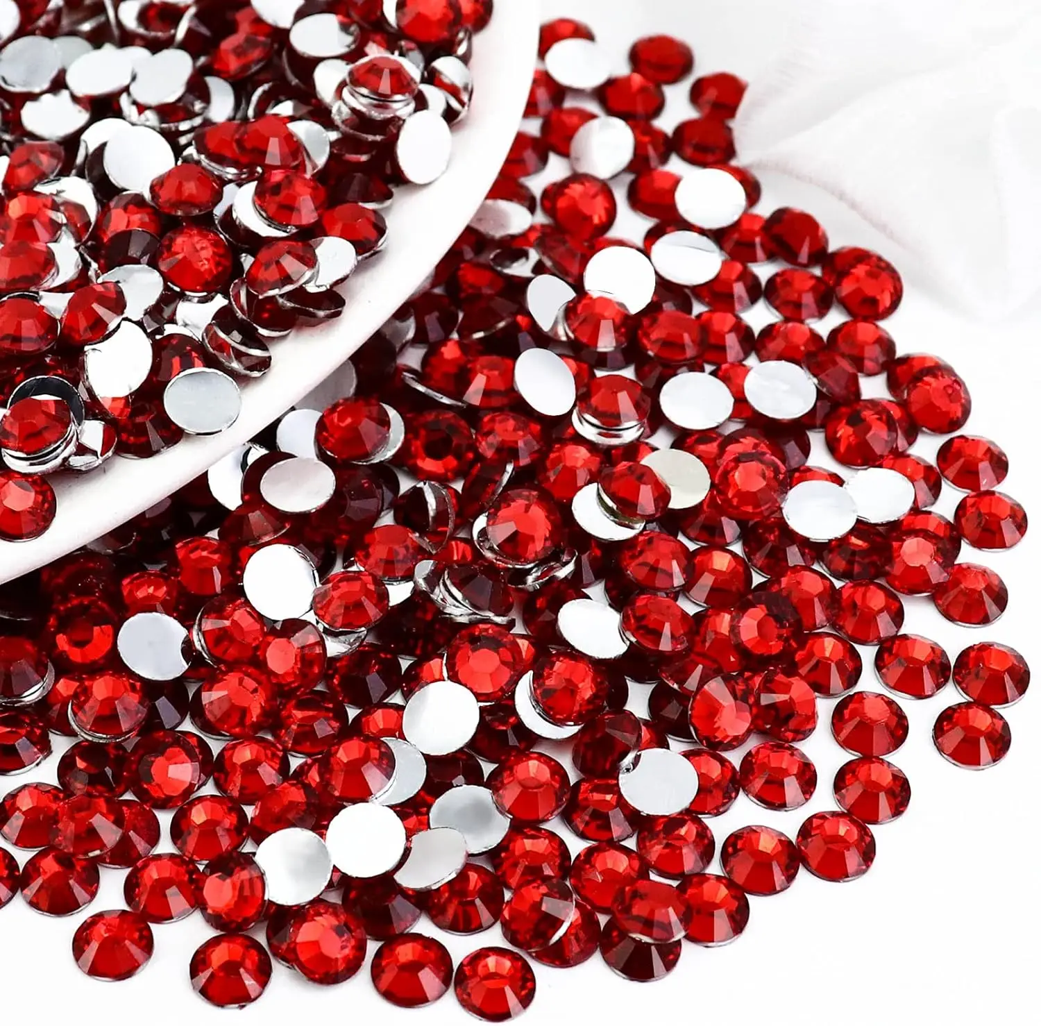 Red Silvery Flatback Resin Rhinestones 2mm 3mm 4mm 5mm 6mm Faux Gems Beads for Crafts DIY Nail Art Charms Supplies Stone Bulk
