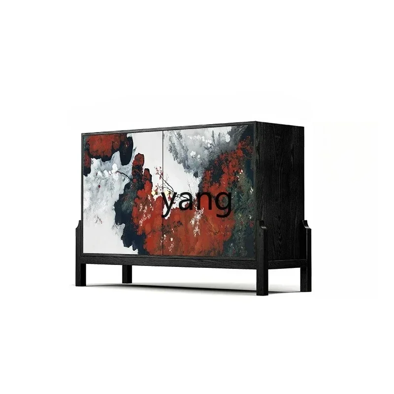 LTT retro light luxury solid wood porch cabinet living room sofa next to high-footed cabinet chest cabinet