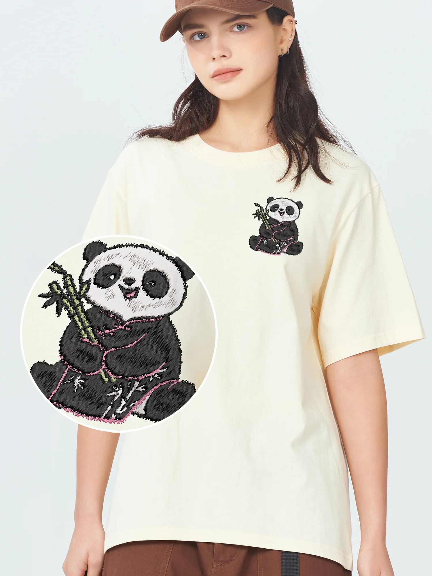 

Vintage Style Clothing Bear Embroidered T Shirts Trendy High Quality Breathable Cotton Embroidery Tops For Men Women