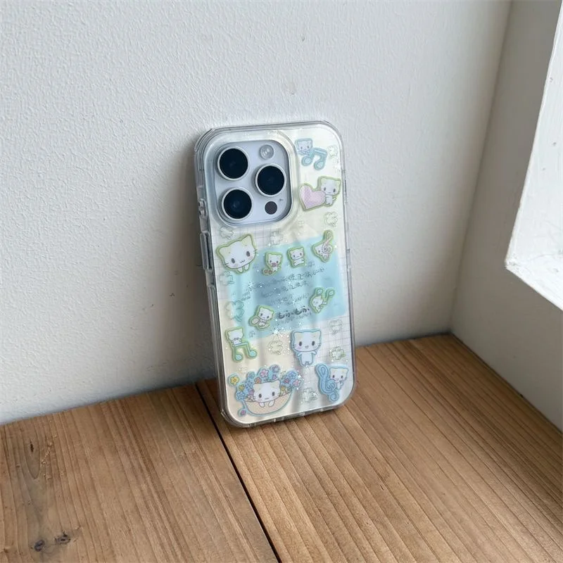 Meteor IND Grid Clover Algodão Doce Gato Capa de telefone para iPhone 11 12 13 14 15 16 17 Pro Max