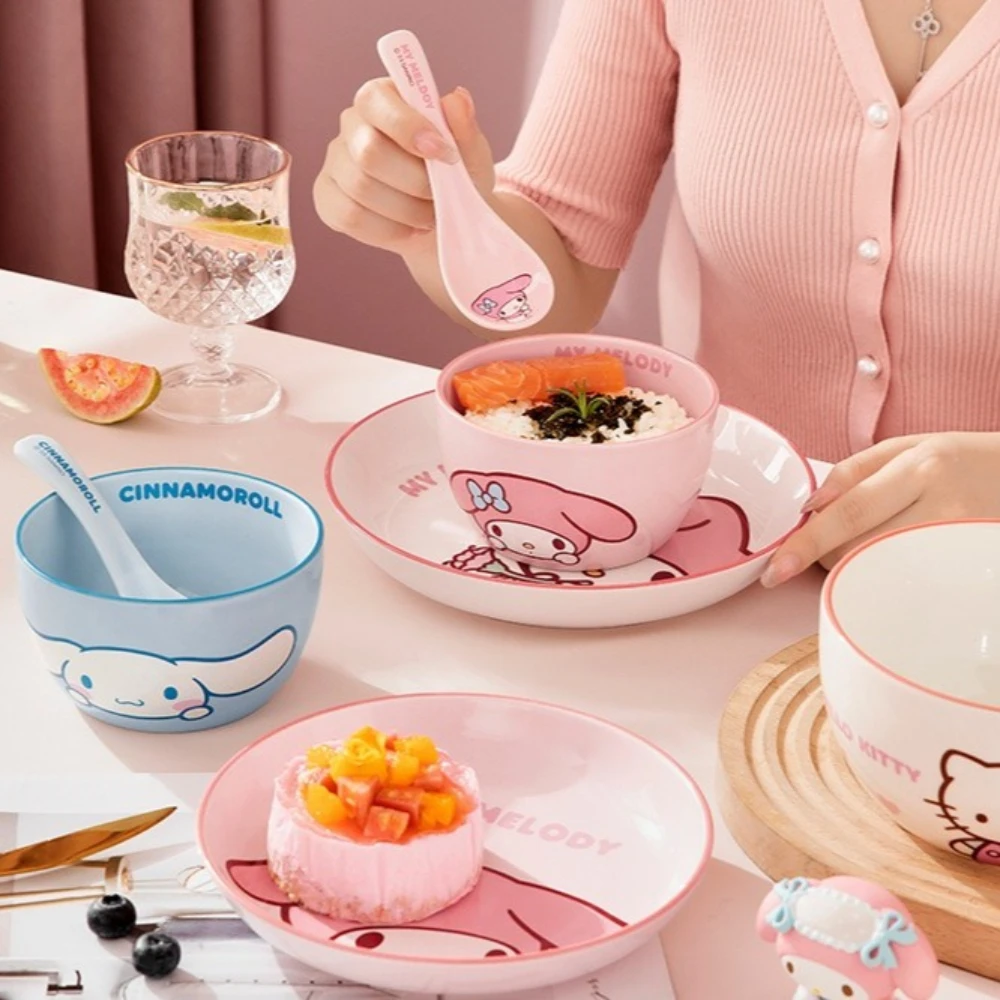 

1-3Pcs Hello Kitty Baby Rice Bowl High-quality High-temperature Cooked Rice Bowl Set Bebe Accessories Childrens Cutlery Sanrio