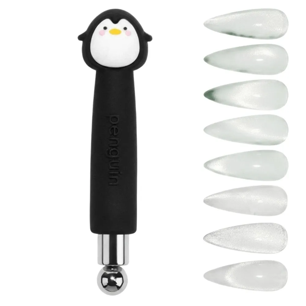 Penguin Shape Cat Eye Nail Magnet Wide Light Glass Bead Effect Multifunctional Cylindrical Cat's Eye Magnet Strong