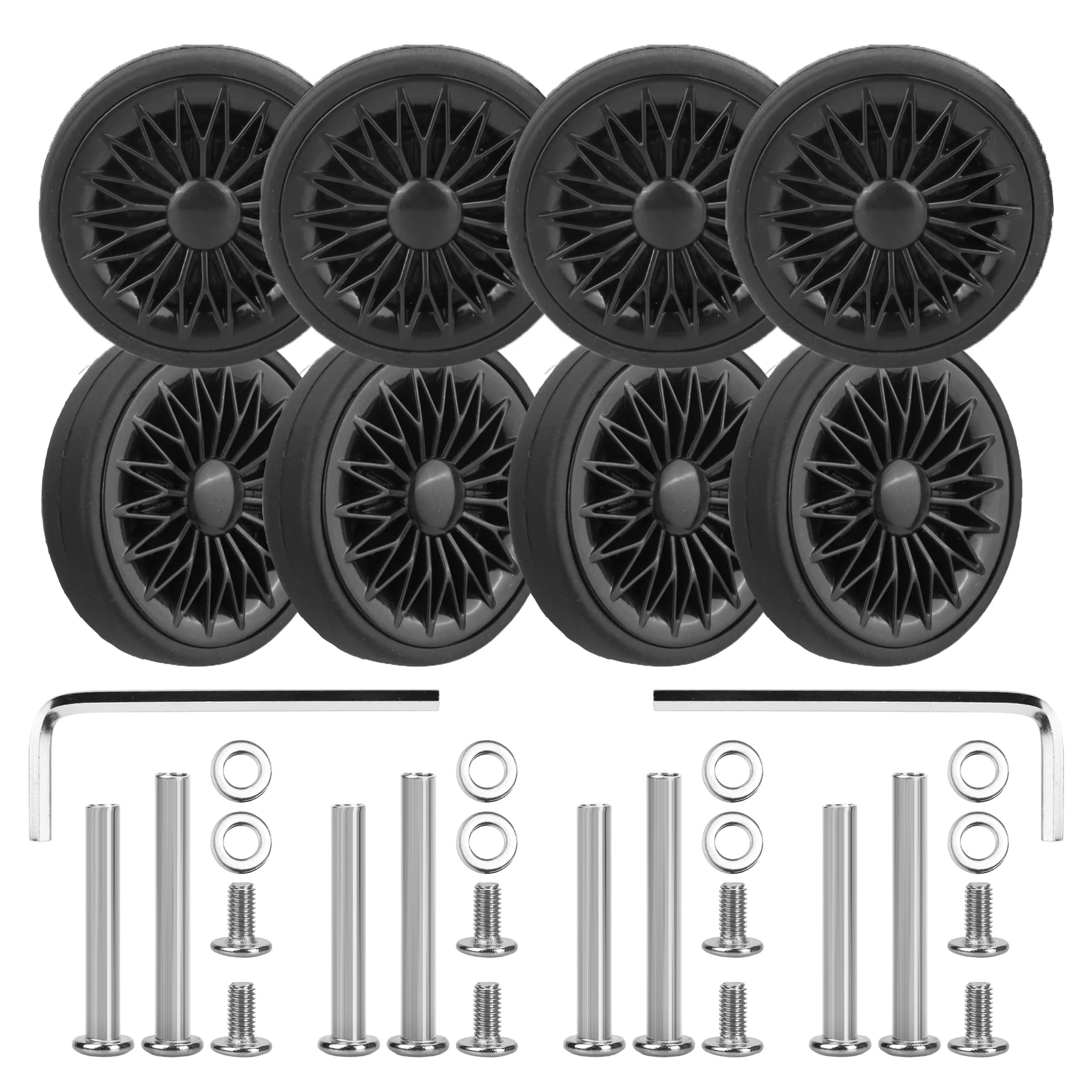 8 Stück Ersatzräder für Gepäck, schwarze Ersatzräder für Reisekoffer mit Schraube, 55 mm, Reparaturräder für Koffer, Ersatzteile