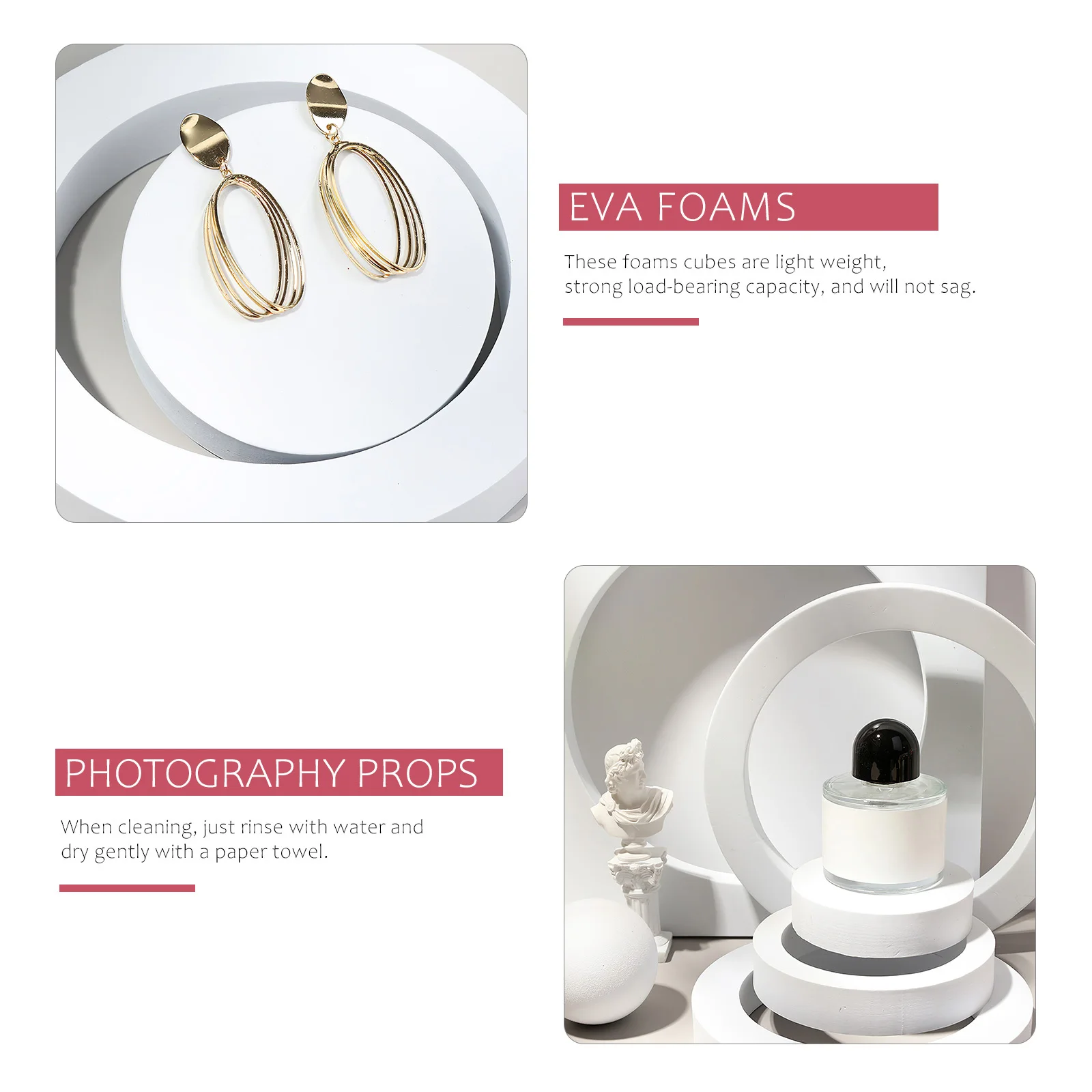 

1Set Product Photography Props Set Geometric Cube Background Props for Makeup Tools Still Life Shooting Solid Foams Cubes Water