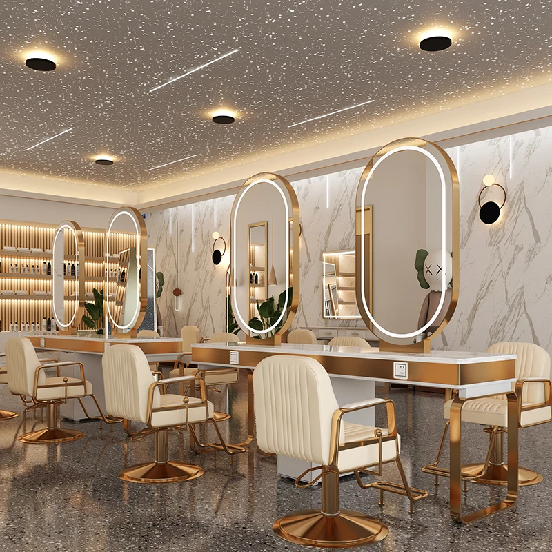 

Barber shop mirror cabinet integrated hair salon mirror table hair salon dedicated