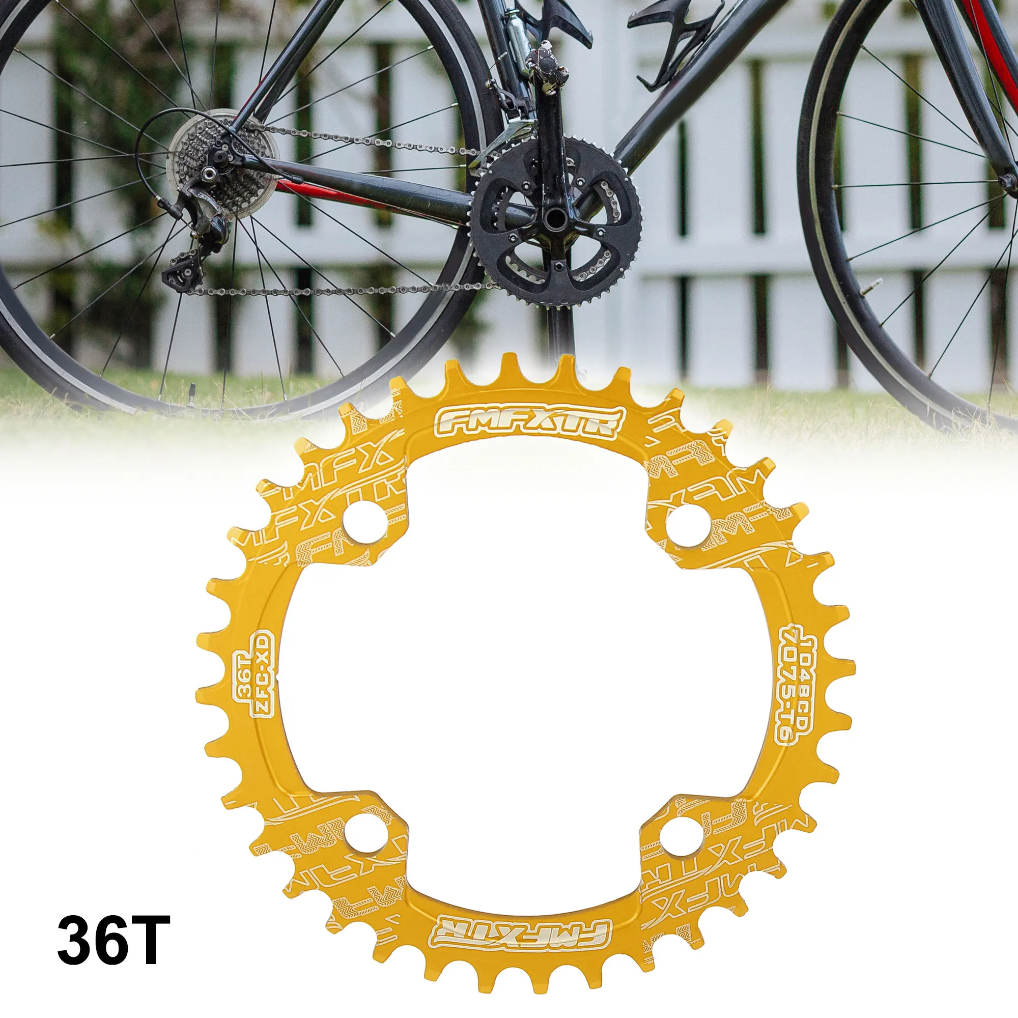 X Autohaux  32 34 36 38 Teeth 104BCD 4 Holes Aluminum Alloy Bicycle Bike Round Narrow Wide Chainring Crankset Tooth Plate Yellow