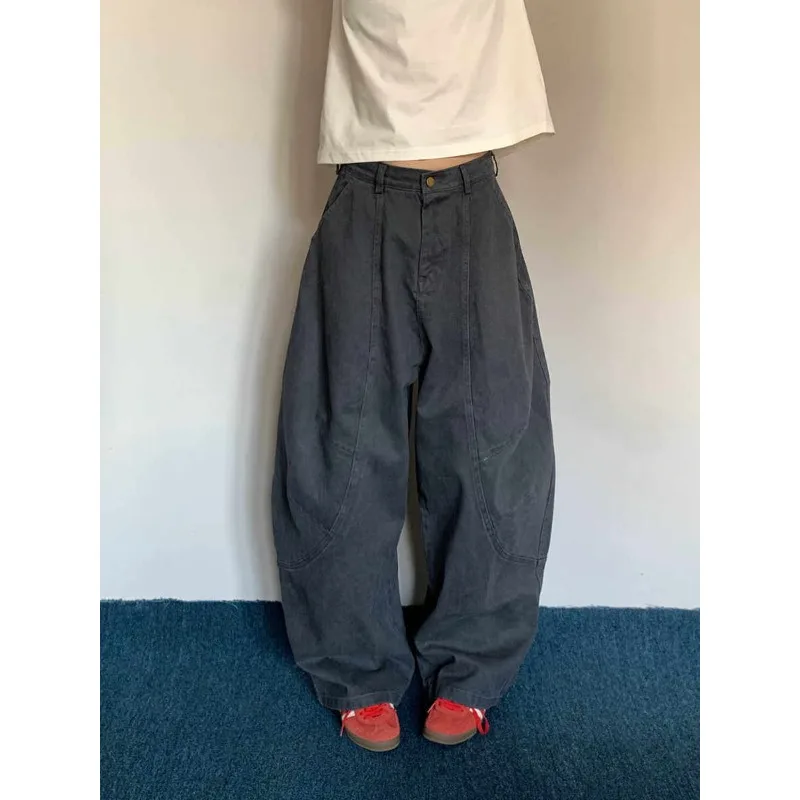 

Винтажные ретро-джинсы с изогнутым кроем, оверсайз, свободные брюки в стиле Y2K, уличная мода, удлиненные до пола