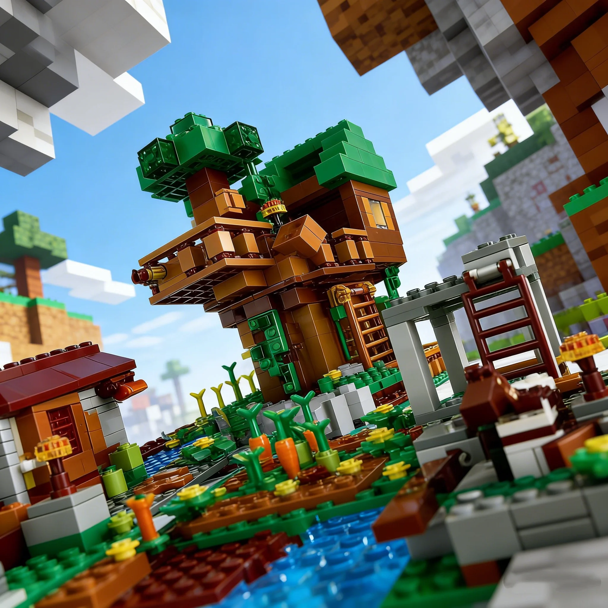 Set di blocchi impilabili Warhorse City con piccola casa sull'albero |   Regalo perfetto per la decorazione della casa e il festival