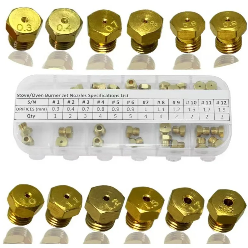 High-Efficiency M6 Orifice Conversion Kit for Range Stove Brass Jet Nozzle Compatible with LPG Propane and Natural Gas Burner