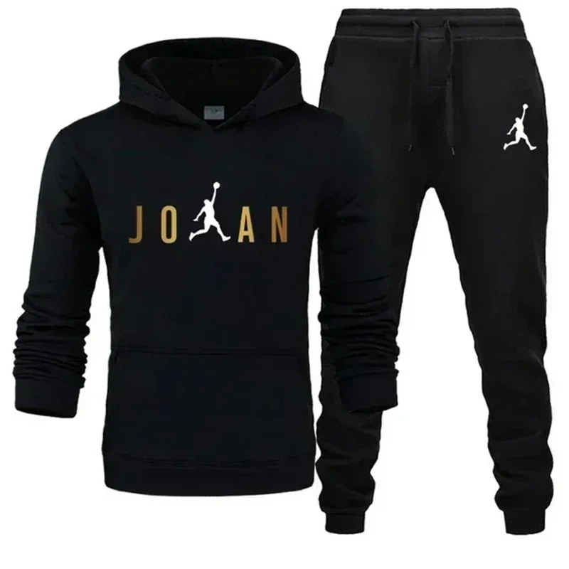 Men's Fashionable Casual Sportswear Outdoor Fitness Jogging Set Autumn and Winter Pullover Hoodie + Sweatpants Two-Piece Set