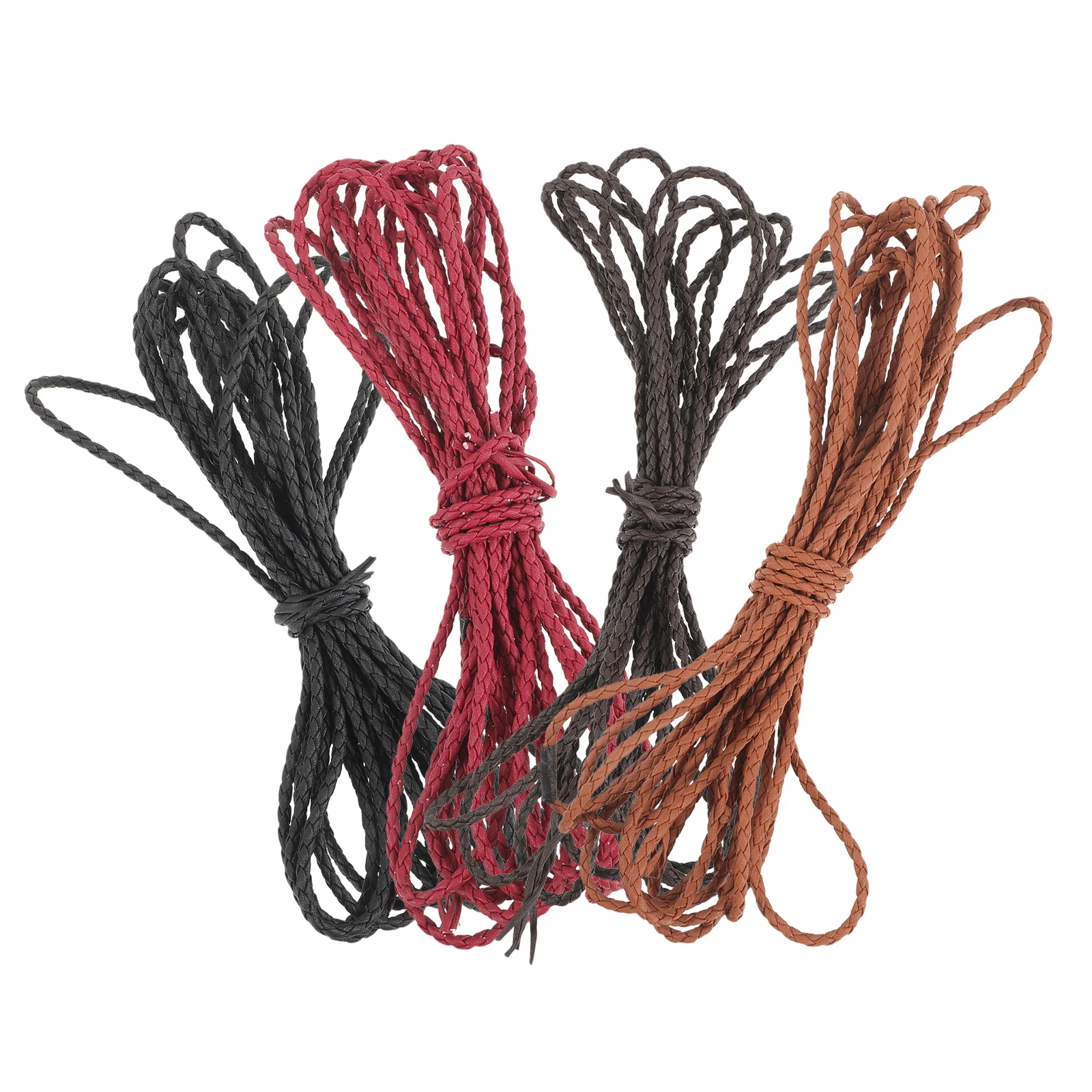 

4 Pcs Cowhide Rope Crafting Materials Braided Cord for Jewelry Making Knitting Diy Accessories Pu Bracelet Cords