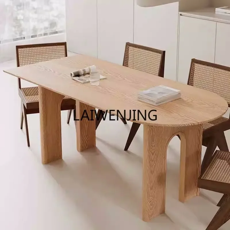 

HLZ Nordic creative solid wood dining table home island living room long table