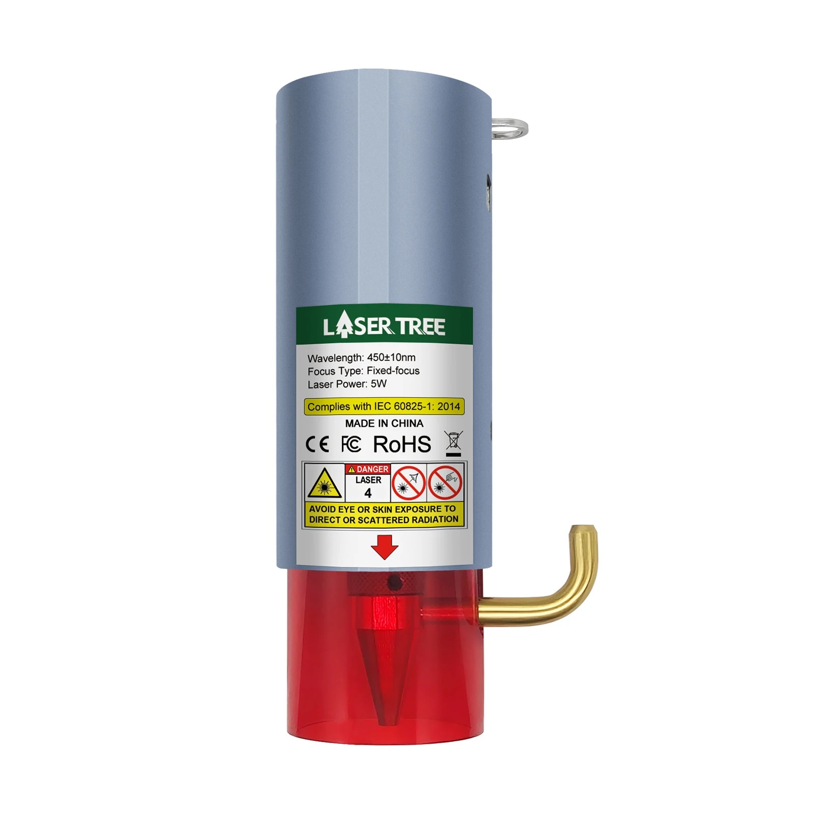 وحدة ليزر ليزر شجرة 5 وات (مع مساعدة هوائية) رأس ليزر أزرق بتركيز ثابت 450 نانومتر TTL متوافق مع احترافي مع CNC3018