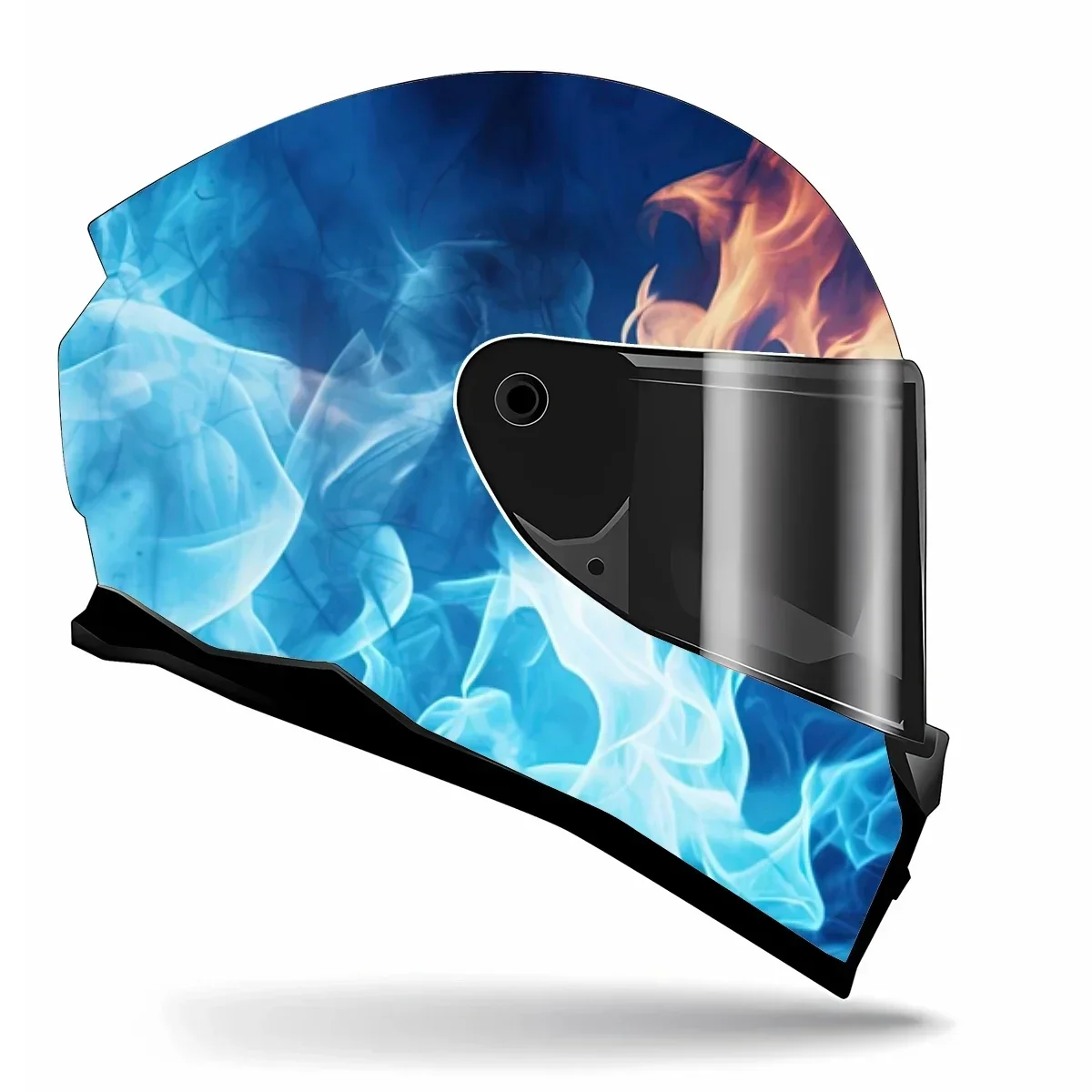 Blue Flame Art Full Helmet Wrap Sticker Motorcycle Helmet Racing Graphic Decal Vinyl Wrap Helmet Decorative Sticker