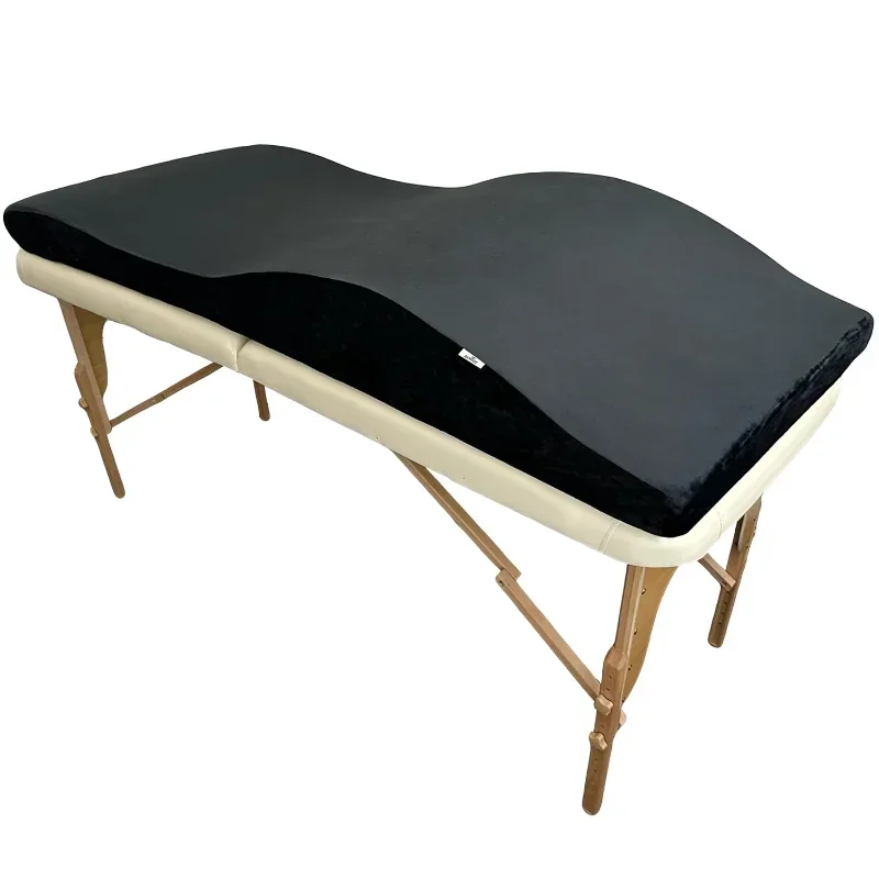 Curvy Massage Bed Topper | High Density Foam Lash Bed Cushion with Soft Touch Short Plush Salon - Black - 28 inch (71 cm)