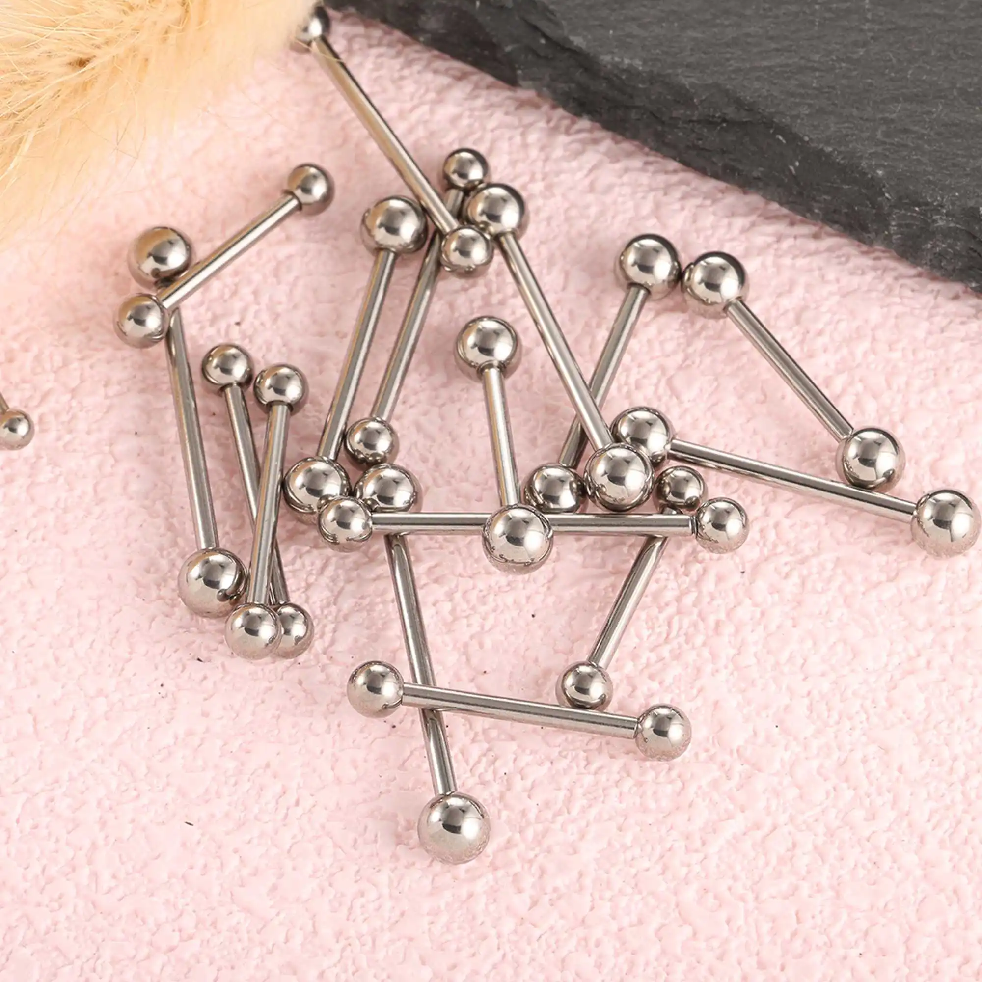 Wholesale 50pcs/lot Titanium Ear Cartilage Internal thread Anodizing Industrial Barbell Ear Tongue Nipple Body Piercing Jewelry