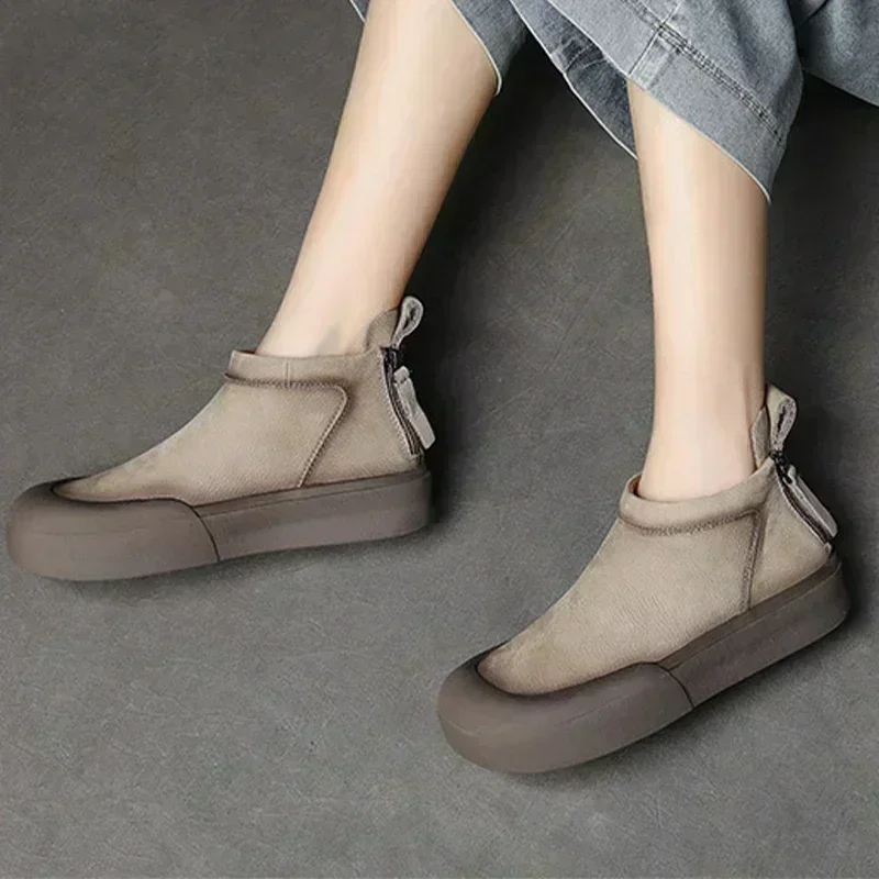 Ankle Suede Flats Chelsea Boots Platform Women Winter Cozy Shoes 2024 New Trend Casual Walking Fashion Zipper Brand Zapatillas