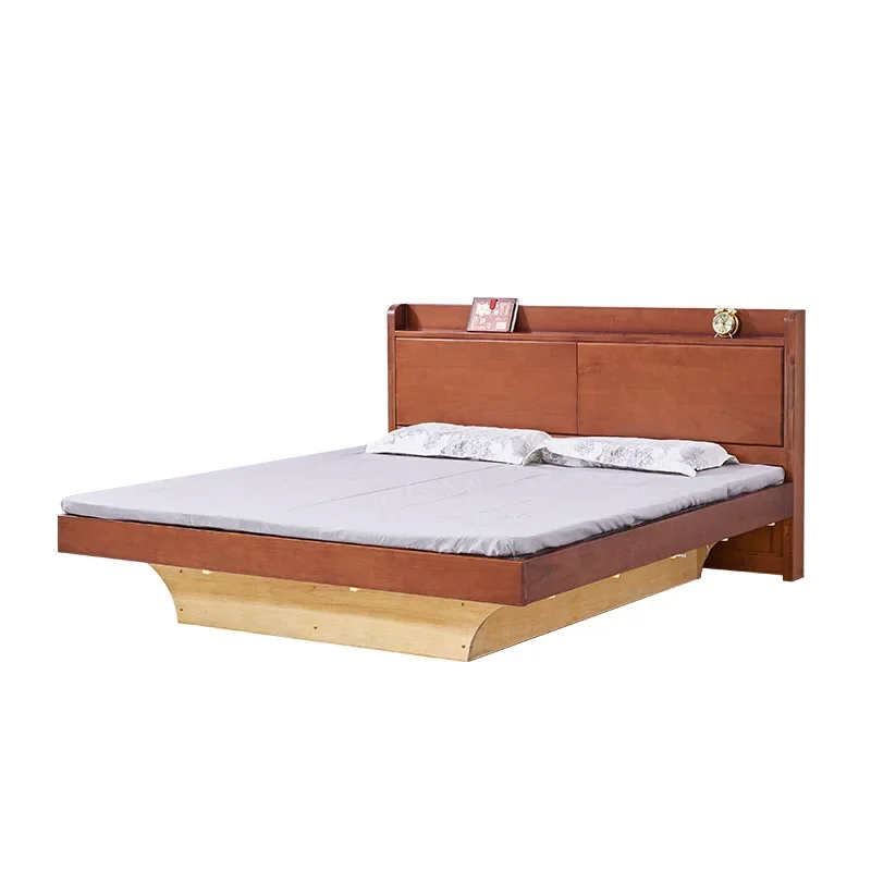 

Modern simple suspension bed, camphor wood solid wood 1.8 meters bedroom double bed, small apartment 1.5 meters single bed