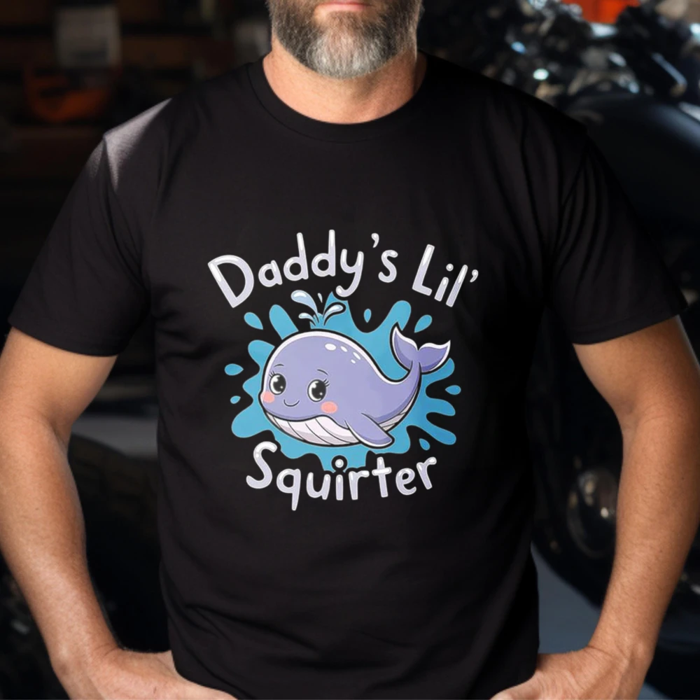 T-shirt décontracté pour papa, motif baleine bleue, en coton, à manches courtes, avec dessin animé marin, pour nouveau papa