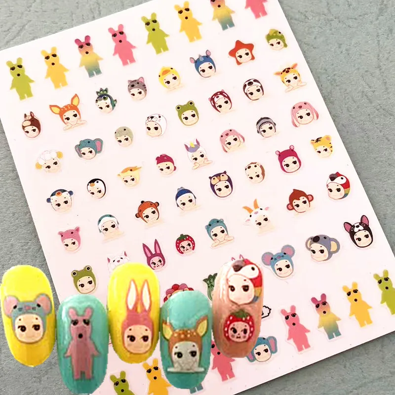 

Anime Sunflower Cute Apple Rabbit Design Decal Stamping DIY Decoration Tools Self Adhesive Back Glue Nail Art Stickers TSC 473