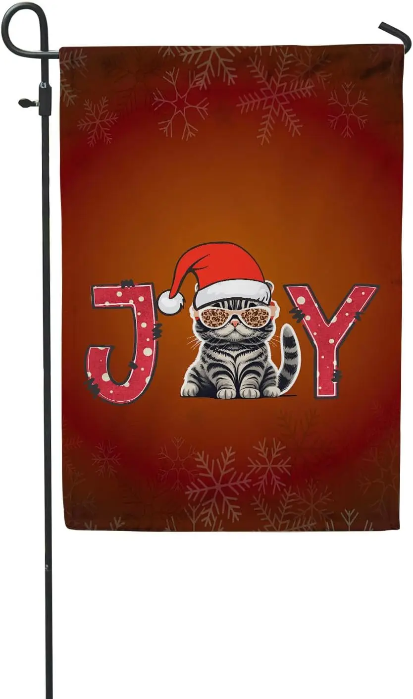 Scottish Fold Joy Christmas Merry Xmas Garden Flag Canvas 12x18 Inches for Scottish Fold Cat Lover Kitten Funny Gifts Idea Merch