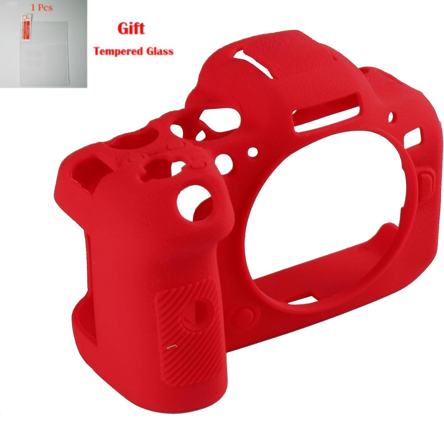 For Canon R6 R6 Mark II, Silicone DSLR Camera Case armor skin, full body protective cover with free tempered film,