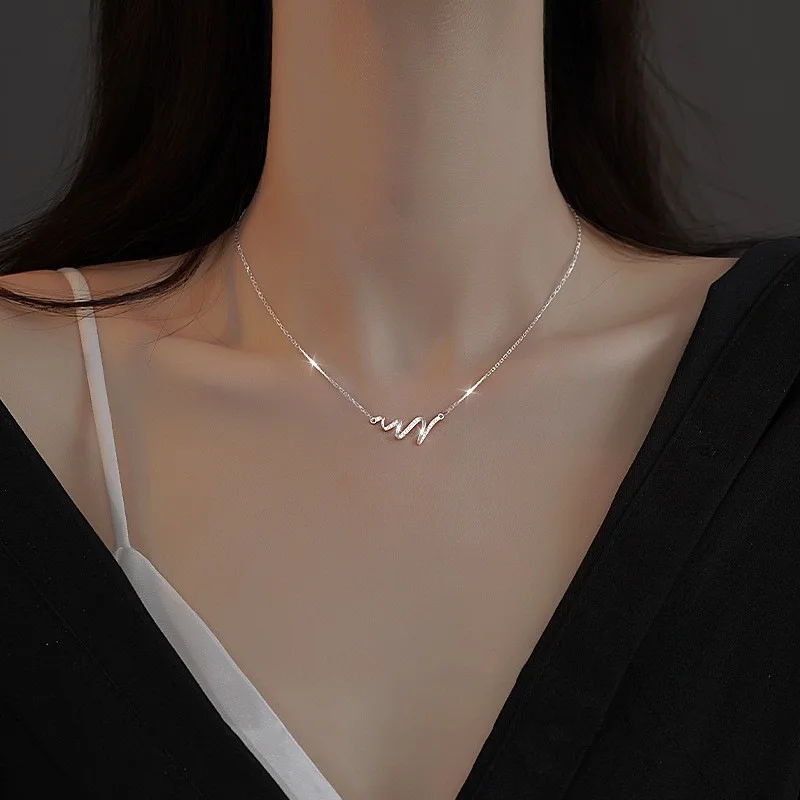 925 Sterling Silver Necklace Twist Line Dazzling Punk Geometric Simple for Women Girl Jewelry Gift Dropshipping Wholesale