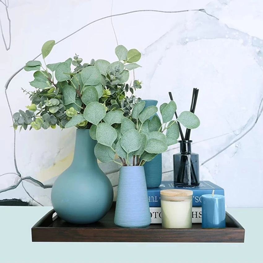 

6Pcs Artificial Plant Silk Eucalyptus Leaf Valentine Home Room Decor Vase Hot Sale Garden Wedding Bridal Bouquet Party Diy Gifts