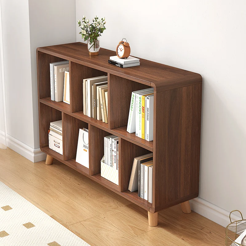 Libreria ad angolo arrotondata in legno massello