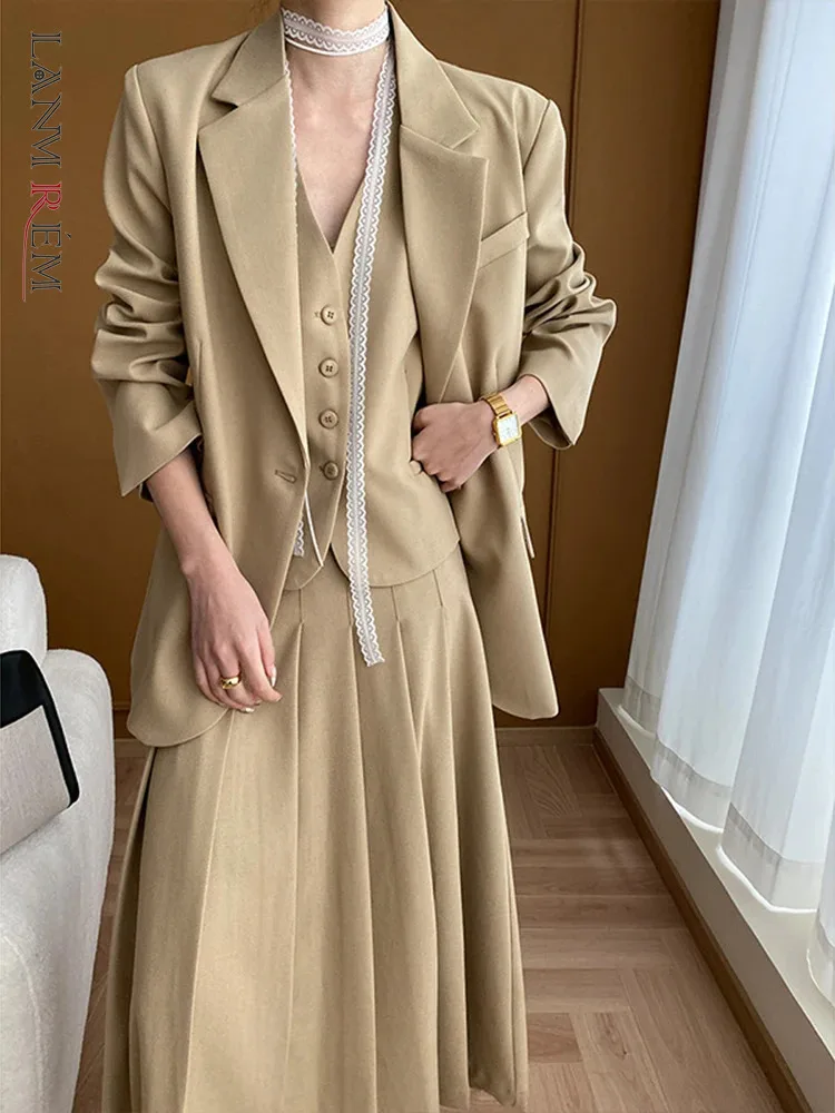 

LANMREM Fashion Blazer For Women Notched Long Sleeves Solid Color Single Button Coat 2024 Female Autumn New Clothing 2Z2181