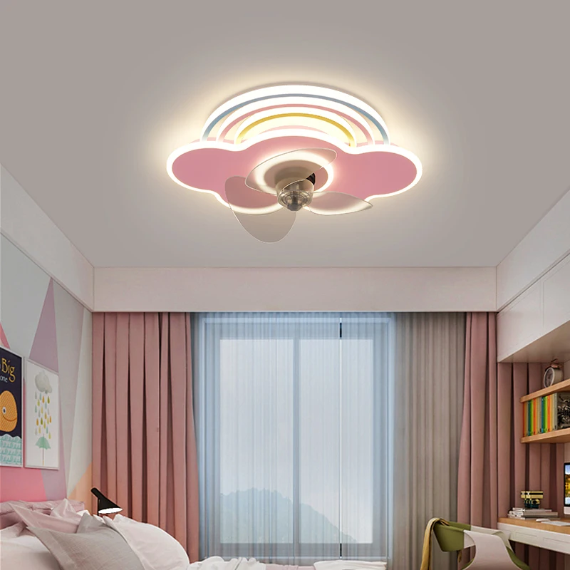 LED fan Chandelier Ceiling fan light Children's room light 360 degrees shaking head quiet cool Ceiling lamp lamps for room